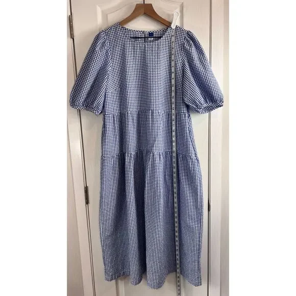 Old Navy Blue Gingham Midi Dress - Picture 10 of 12